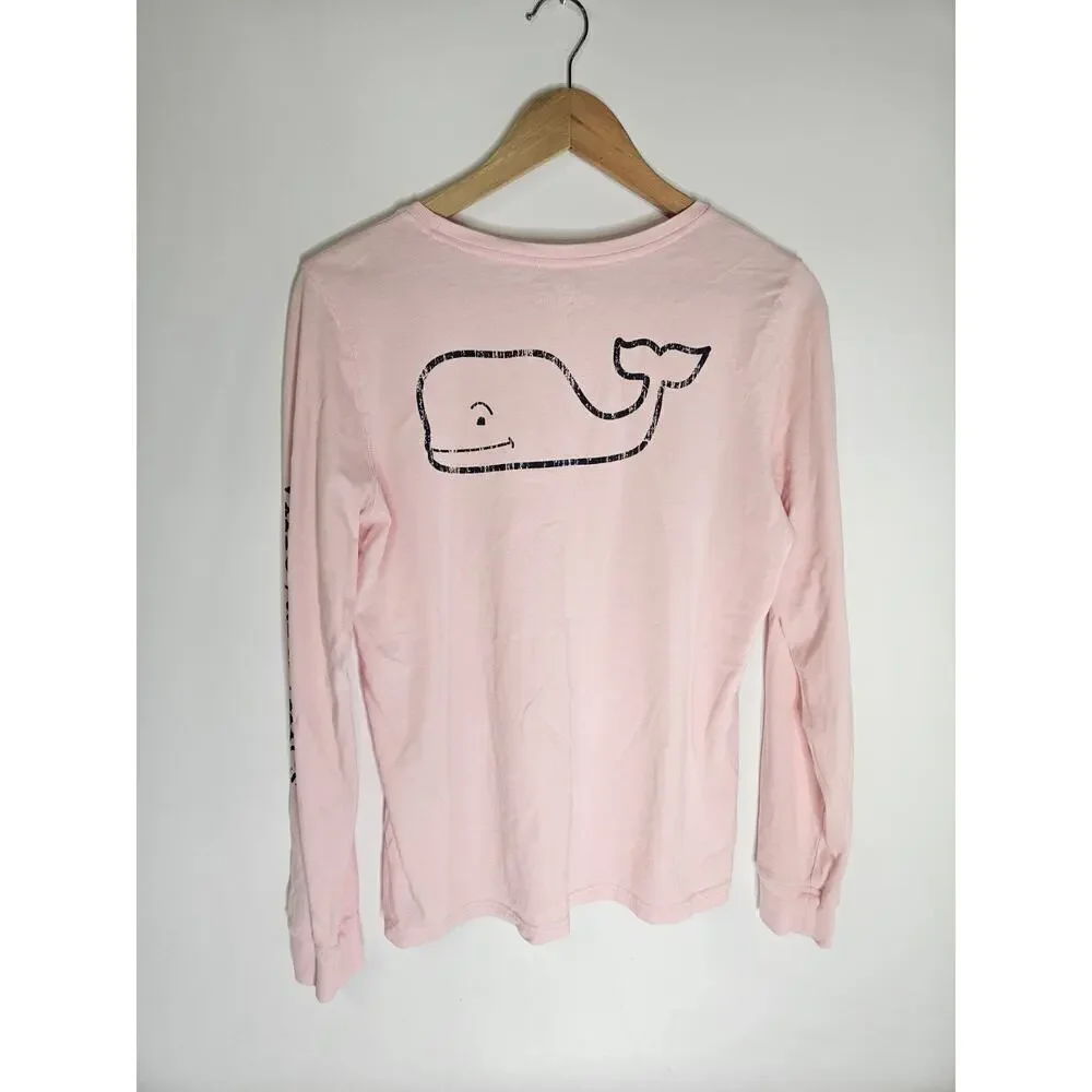 Vineyard Vines Princess Whale Girls Size Small Pink Long Sleeve Shirt
